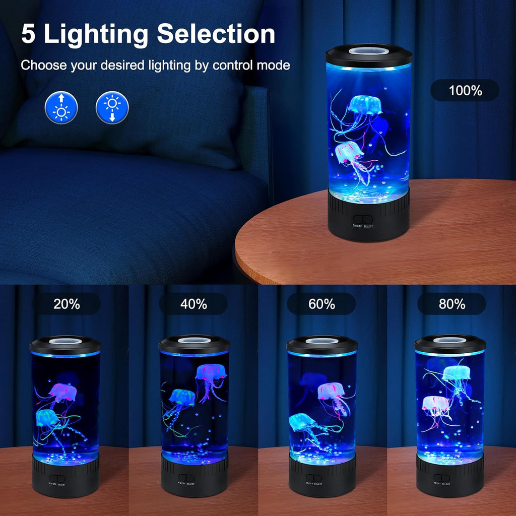 Jellyfish Lamp LED Mood Night Light with 7 Color Changing, Remote Control Large Jellyfish Aquarium Tank Night Light to Decorate Home Office, Gifts for Kids Teens Adults, 5.12" Dia x 11.42" H
