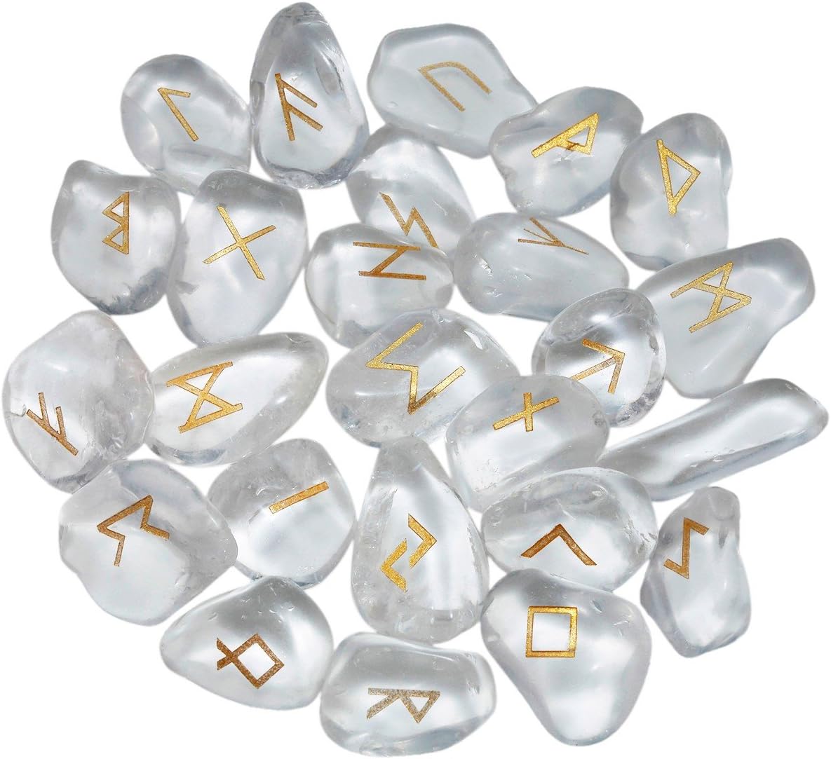 rockcloud Rock Quartz Rune Stones Tumbled Engraved Lettering Crystal Set for Wicca Crystals Healing Chakra Reiki