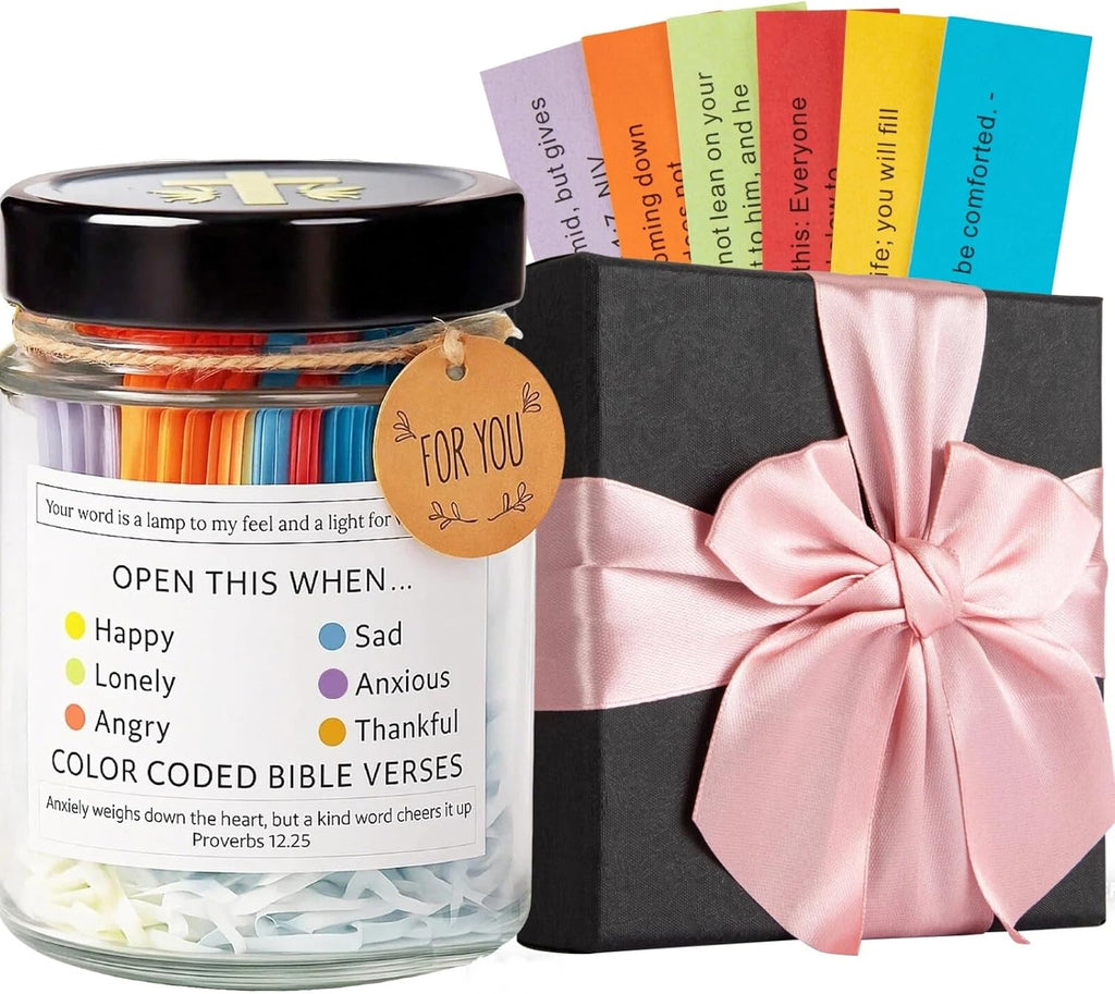 Bible Verse Jar – Christian Gifts for Women and Girls, Christmas Gift for Mom, Baptism Gift for Sister, and a Religious Soul Present for Inspirational, Encouraging, Motivational, Healing, and Faith