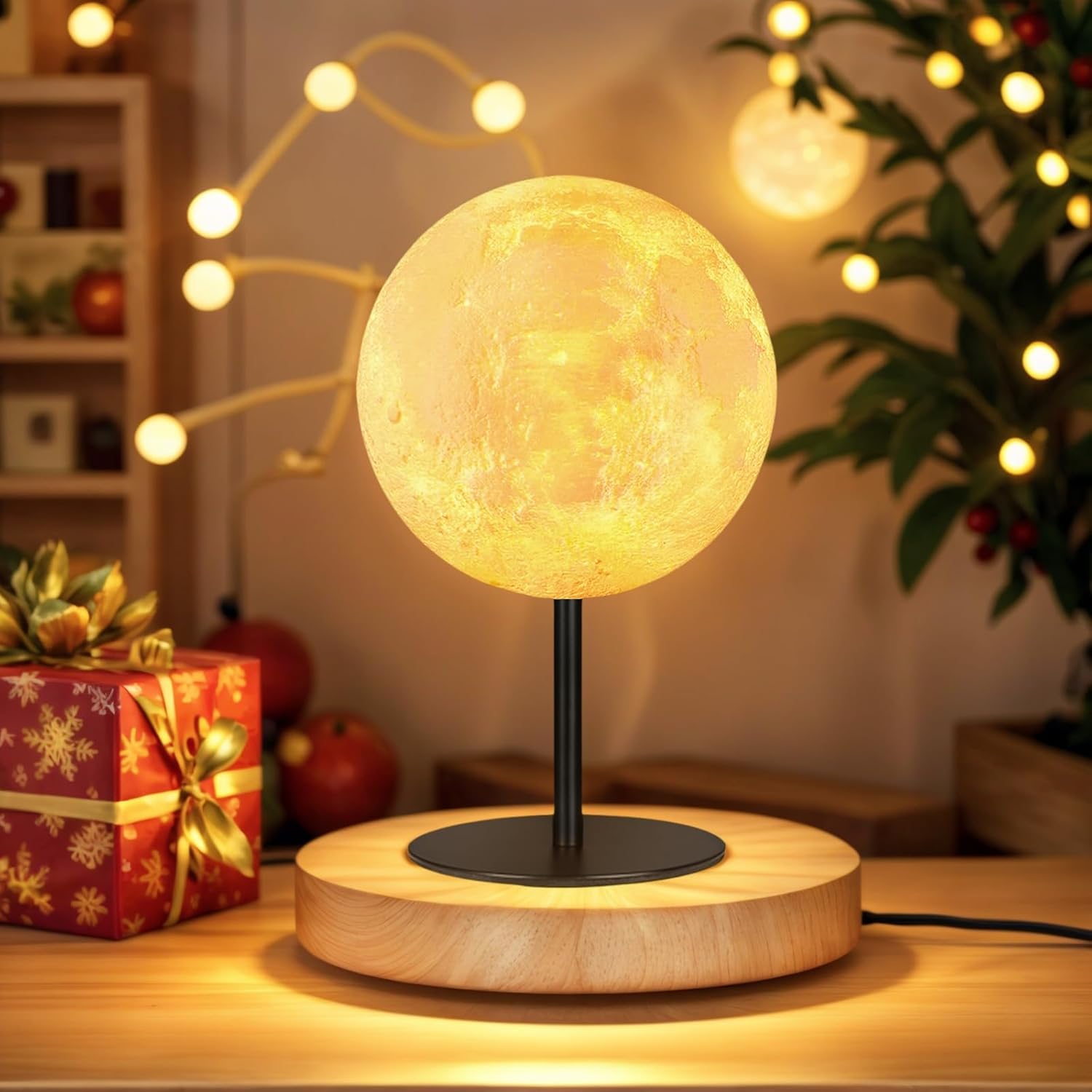Moon Lamp Small Table Lamp for Bedroom, Dimmable Table Lamp with 30 Modes, Night Light Bedside Lamps for Night Stands, Desk Lamp for Living Room, Office, Dorm, Gifts for Kids Teens (Inline Control)