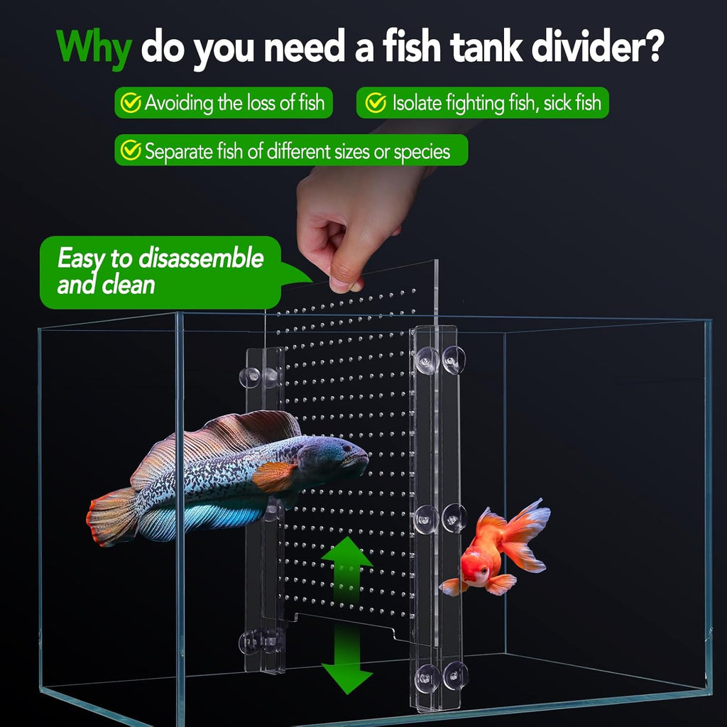 Adjustable Acrylic Aquarium Divider Set - Universal Fish Tank Separator for Multi-Purpose Fish Isolation (2 Sizes Optional (9.4''x11'')