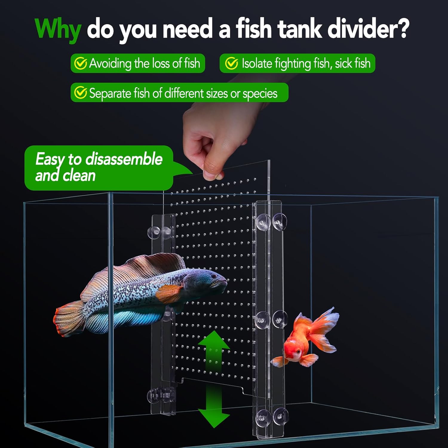 Adjustable Acrylic Aquarium Divider Set - Universal Fish Tank Separator for Multi-Purpose Fish Isolation (2 Sizes Optional (9.4''x11'')