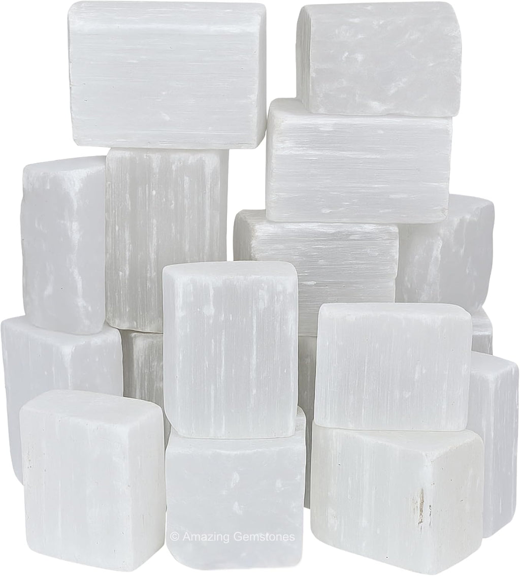 Amazing Gemstone 2 Pieces Selenite Raw Crystals and Healing Stones, Natural Rocks for Tumbling and DIY Raw Stones and Crystals