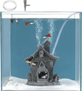 Carefree Fish Aquarium Haunted House Halloween Ghost Bubbler Decor Fish Hide-Out Ornament with 3Ft Tubing and Tiny Air Stone（No Included Air Pump