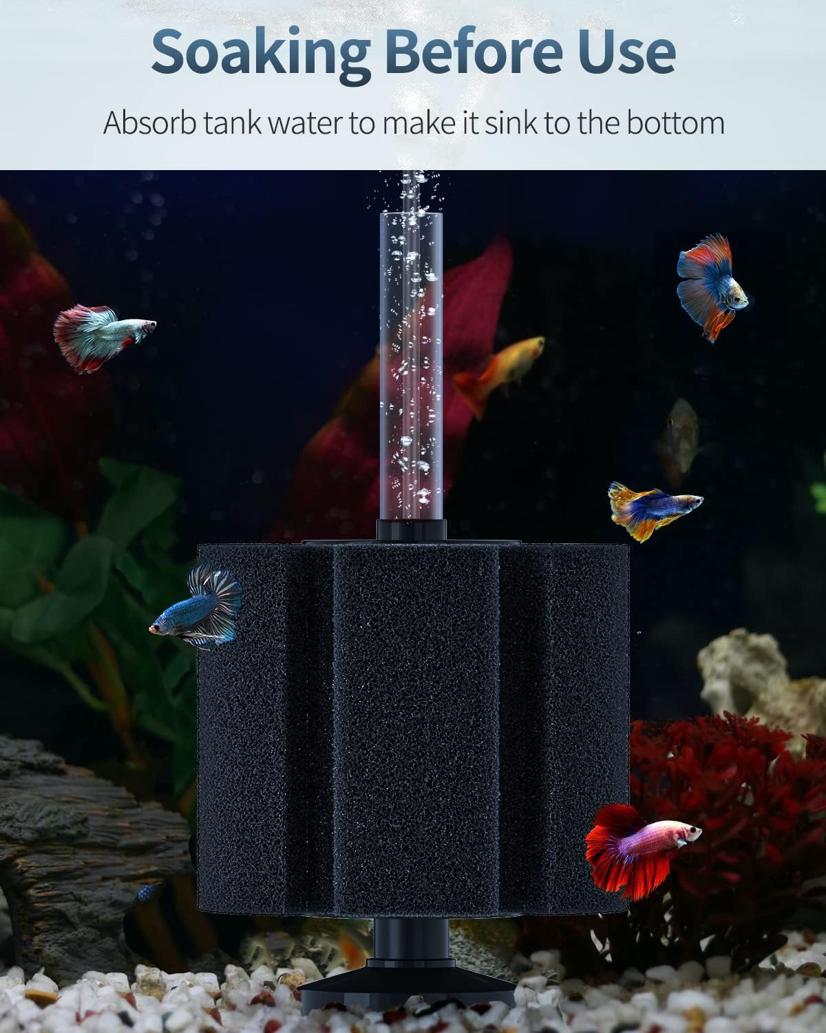 Pawfly Aquarium Large Bio Sponge Filter Quiet Betta Fry Shrimp and Fish Foam Filter with Nano Air Stone for Large Fish Tanks up to 150 Gallons