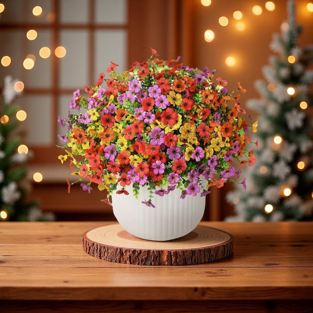 Artificial Flowers for Outdoors - UV Resistant & Fade-Resistant Fake Flowers, 24 Bundles Waterproof Faux Flowers for Garden, Yard, Patio, Wedding & Home Decor 24 Mixed Bundles