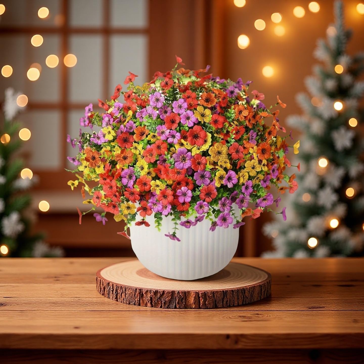 Artificial Flowers for Outdoors - UV Resistant & Fade-Resistant Fake Flowers, 24 Bundles Waterproof Faux Flowers for Garden, Yard, Patio, Wedding & Home Decor 24 Mixed Bundles