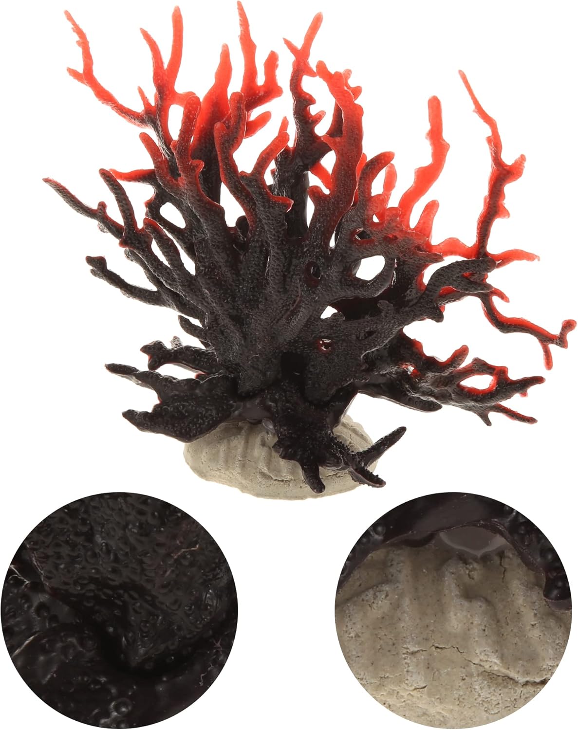 VOCOSTE Coral Reef Decor, Mini Faux Coral Decor for Aquarium Decorations, Black Red,6.5"x5.83"