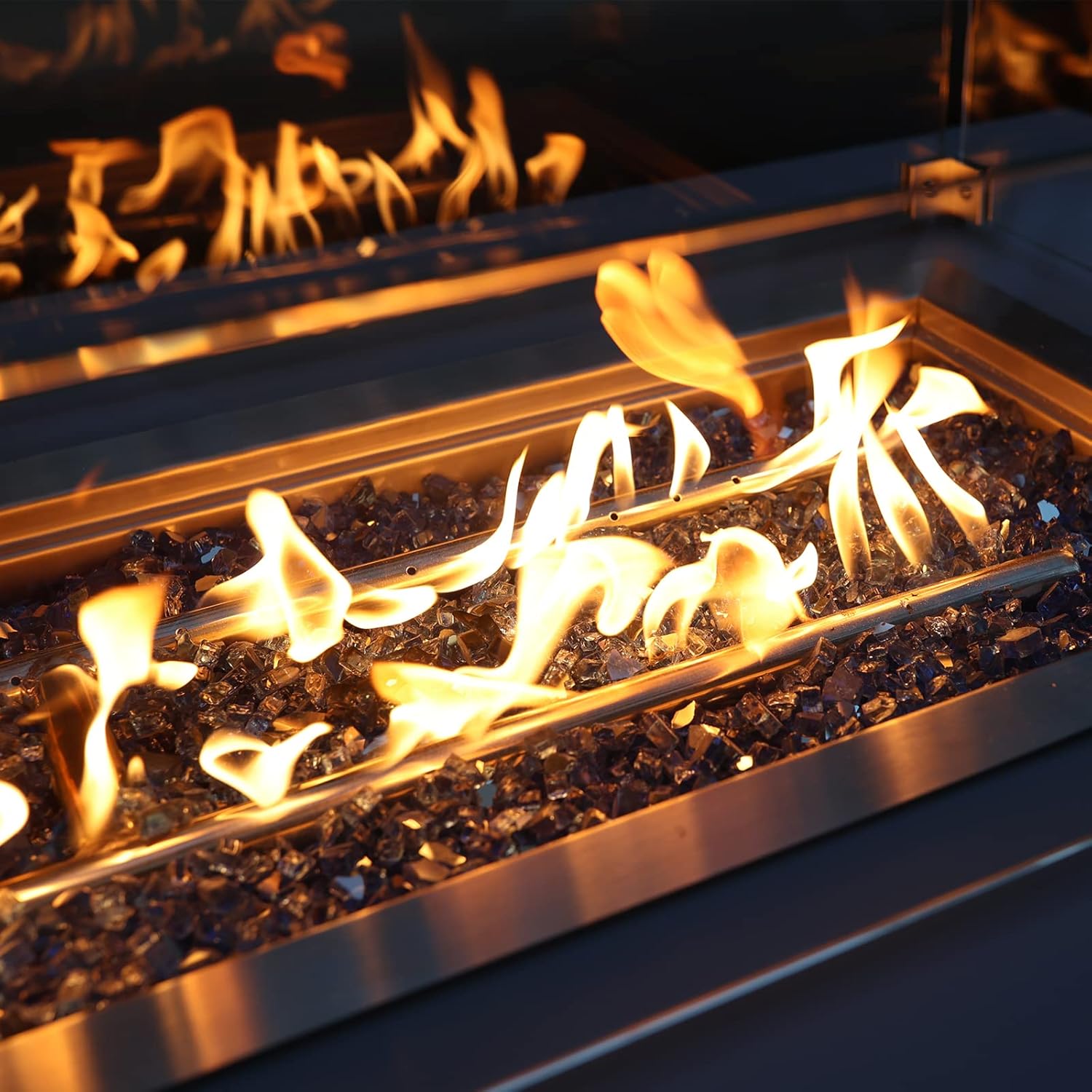 Onlyfire 10 pounds Fire Glass for Propane Fire Pit and Gas Fireplace, 1/4 Inch Reflective Firepit Glass Rocks for Fire Pit Table and Fire Bowl, High Luster Copper