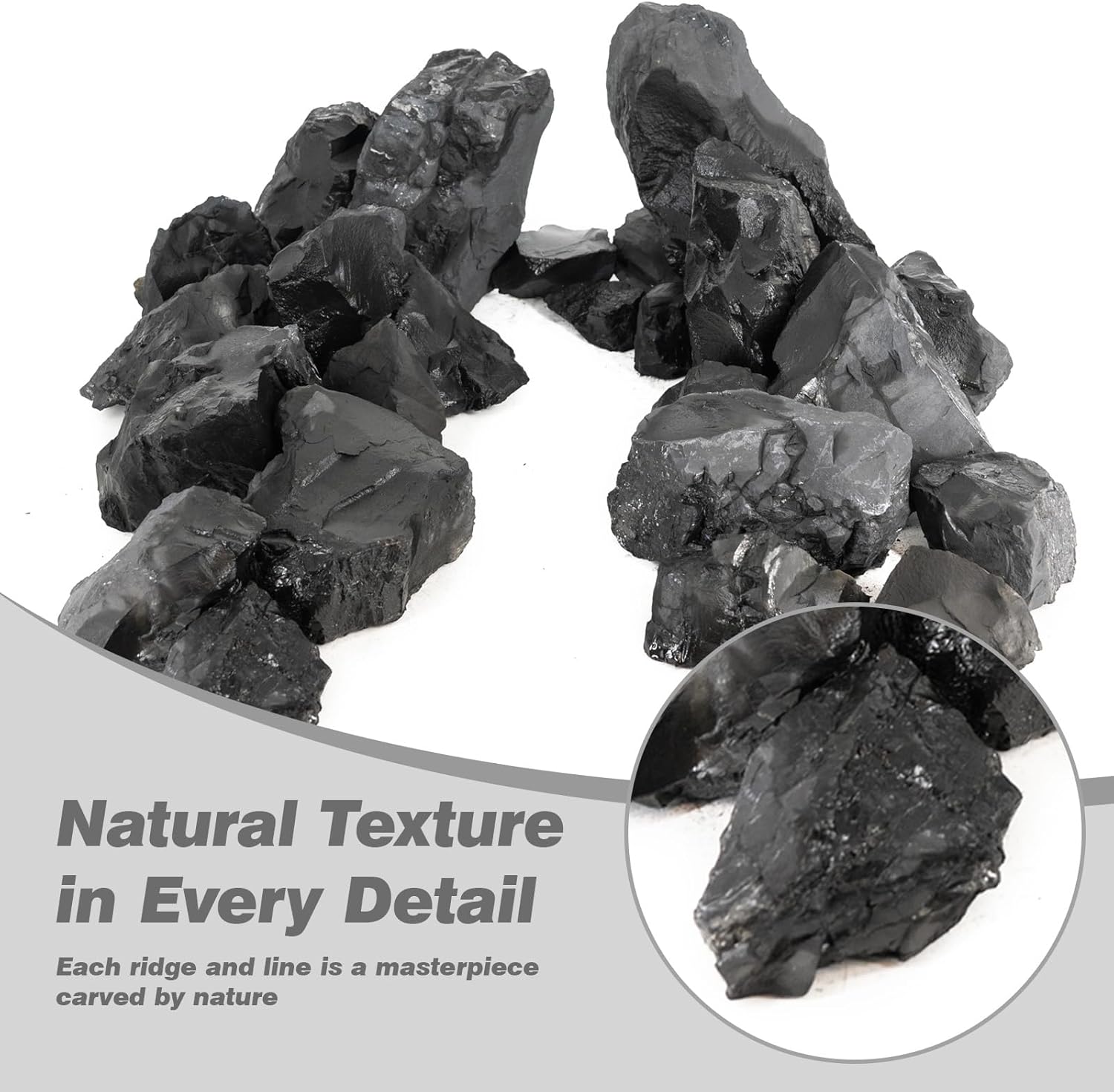 Unocho Fish Tanks Stone 20lb Natural Black Rocks for Aquariums Paludarium Decorative Aquascaping Stone for Reptile Terrariums Bonsai Gardens Indoor Outdoor(3"-9"-8pcs)