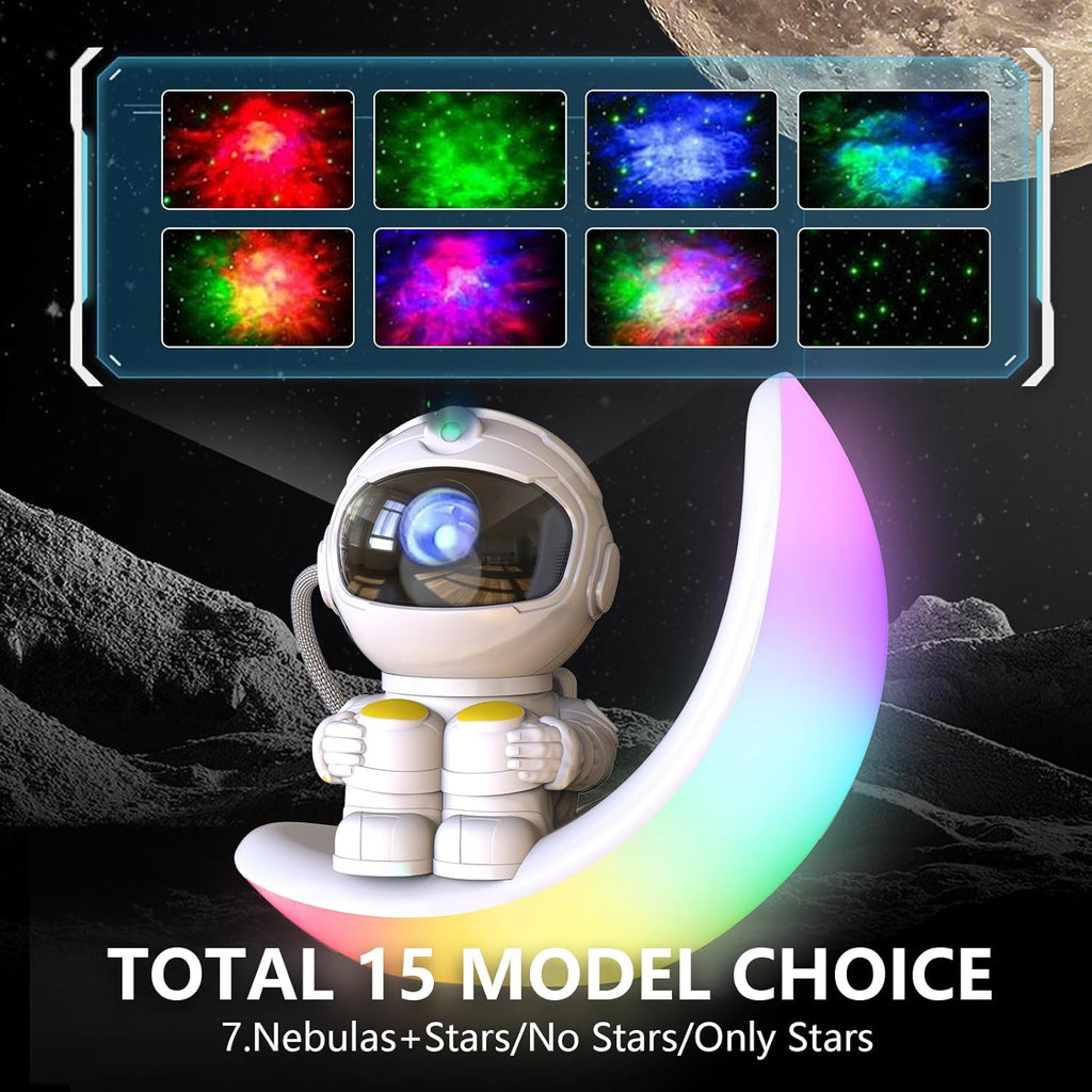 Astronaut Galaxy Projector, Star Projector Galaxy Light with Moon Lamp, 3 in 1 with Timer and Remote,360°Adjustable Kids Adults Room Decor Aesthetic, Gifts for Christmas, Birthdays.(USB White)