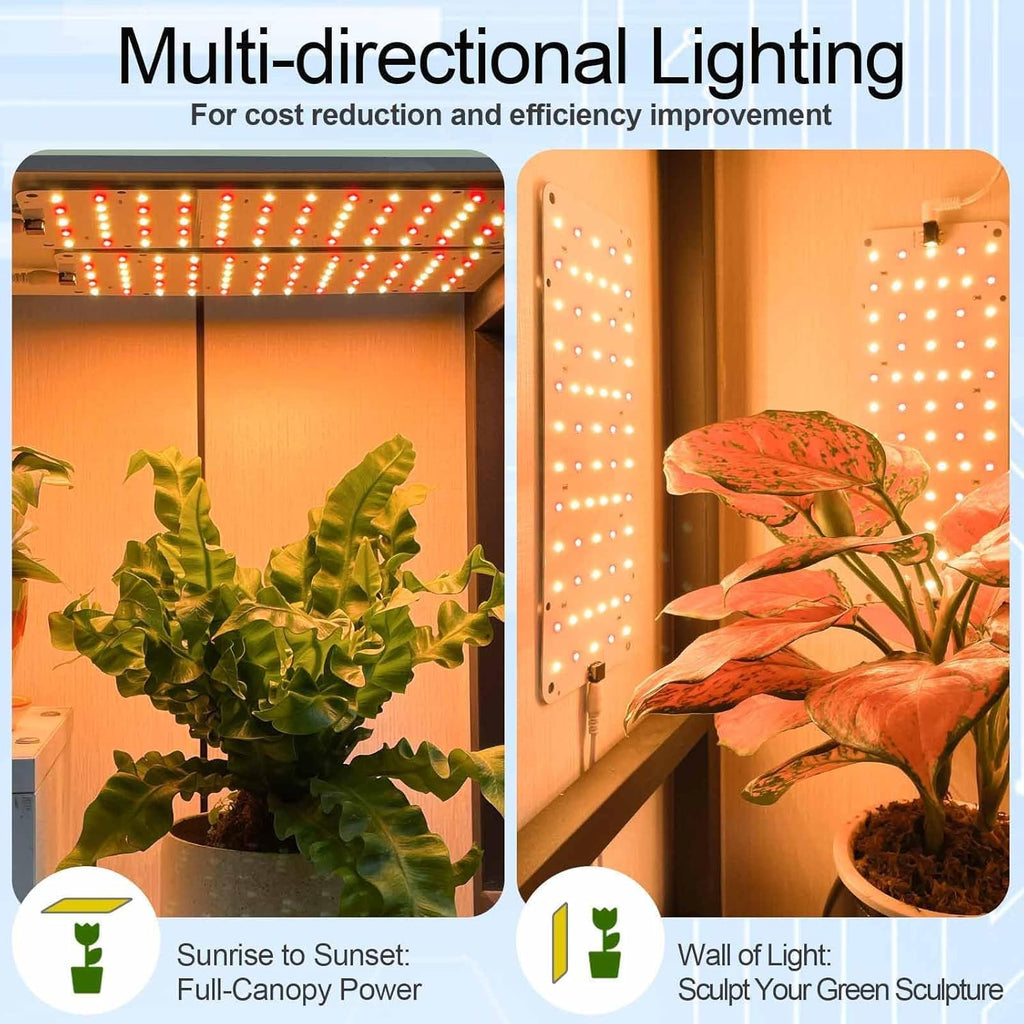 DOMMIA Grow Light, 20W Ultra-Thin Panel Grow Lights for Indoor Plants, High PPFD Full Spectrum, Dimmable, 6/12/16H Timer Auto on/Off, Suitable for Indoor Growing, Warm White 2-Pack