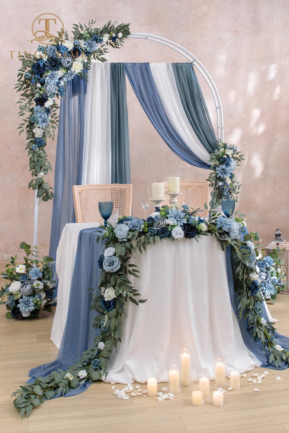 TINGE TIME Artificial Arch Flowers Kit Pack of 5, Wedding Decorations for Reception with Hanging Flowers, Wedding Arch Silk Floral Arrangements Ceremony Backdrop Bridal Shower Outdoor Party Decor