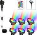 RGBW Pond Lights with Timer, 18 LED Underwater Submersible Fountain Lights Color Changing Landscape Spotlights Remote Control IP68 Waterproof for Fish Aquarium Tank Yard Garden Pool (Set of 6)
