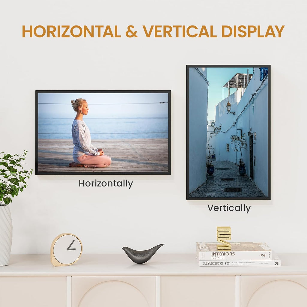 10x16 Aluminum Metal Picture Frame,Tempered Glass Black Photo Frame 10x16 for Family Photo,Posters,Art,Document to Wall Mount Horizontally or Vertically