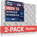 BNX TruFilter 16x20x1 MERV 13 (2-Pack) AC Furnace Air Filter - MADE IN USA - Electrostatic Pleated Air Conditioner HVAC AC Furnace Filters - Removes Pollen, Mold, Bacteria, Smoke