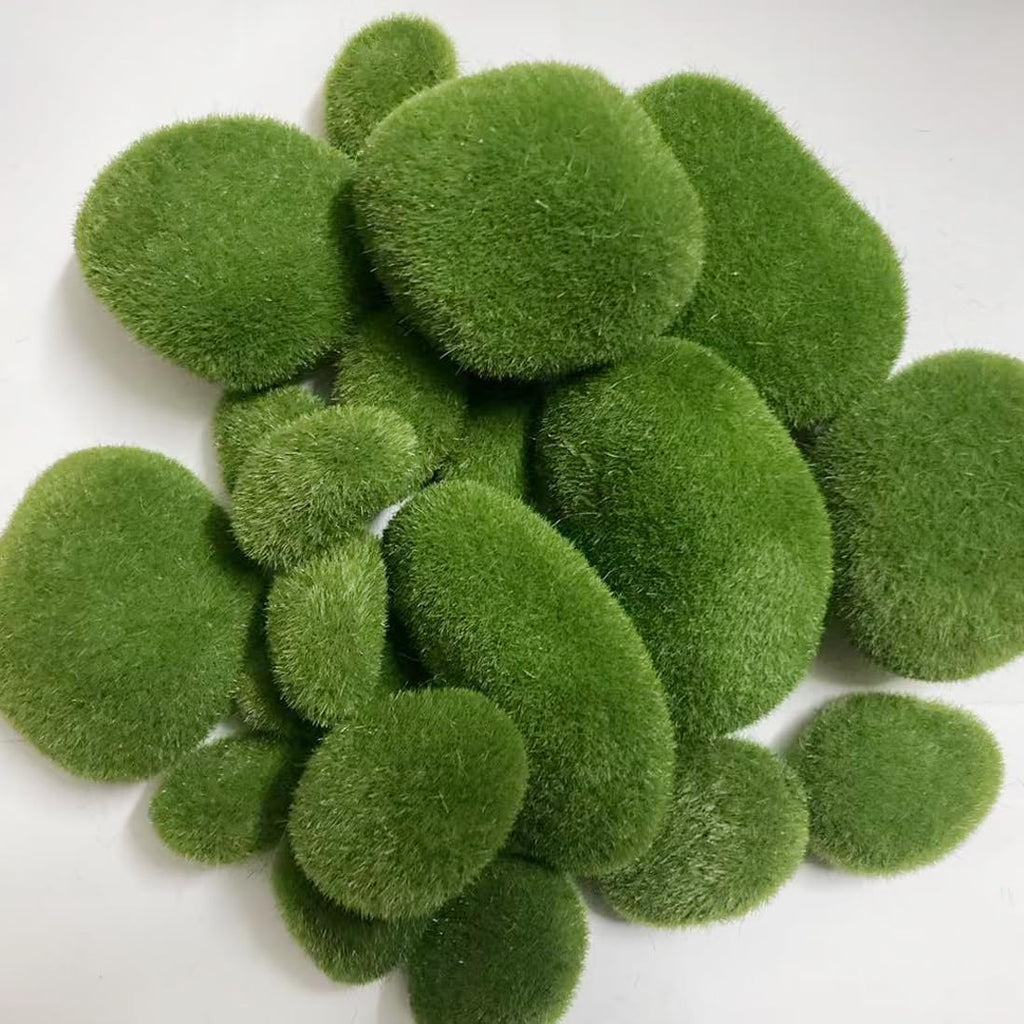 21 PCS Artificial Moss Rocks for Decoration (4 Size), Fake Green Moss Covered Stones, Moss Balls for Indoor/Outdoor Plant Decor, Moss Rocks for Floral Arrangements, Fairy Gardens and Crafts