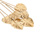 6 Pcs Pu Foam Artificial Monstera Leaf Faux Palm Tropical Leaves Fake Palm Fronds for DIY Wedding Bouquets Fake Leaves for Centerpieces Arrangements Palm Golden Leaf for Party Home Decorations