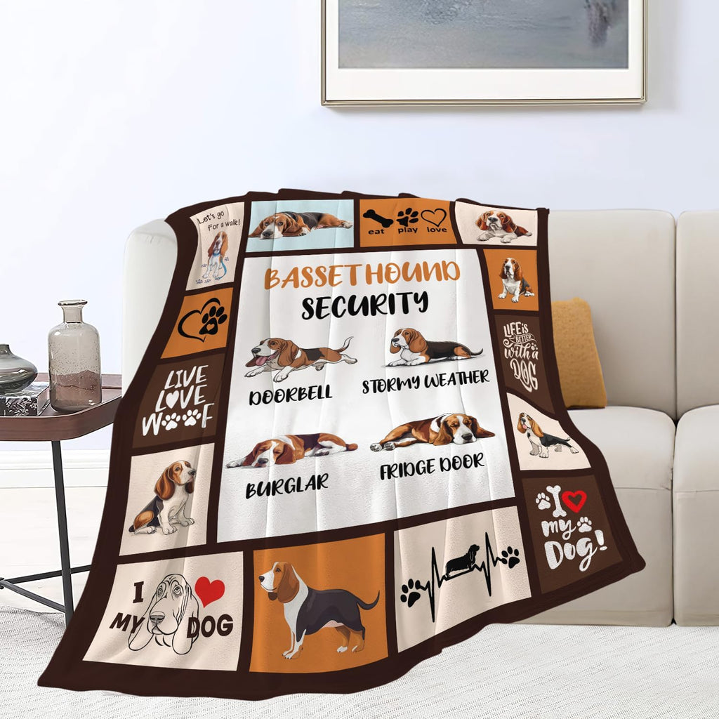 Basset Hound Blanket Basset Hound Dog Throw Blanket Gifts for Girls Women Kids Boys Adults Men Super Soft Cozy Plush Fluffy Fuzzy Fleece Blanket Home Decor 40''X50''