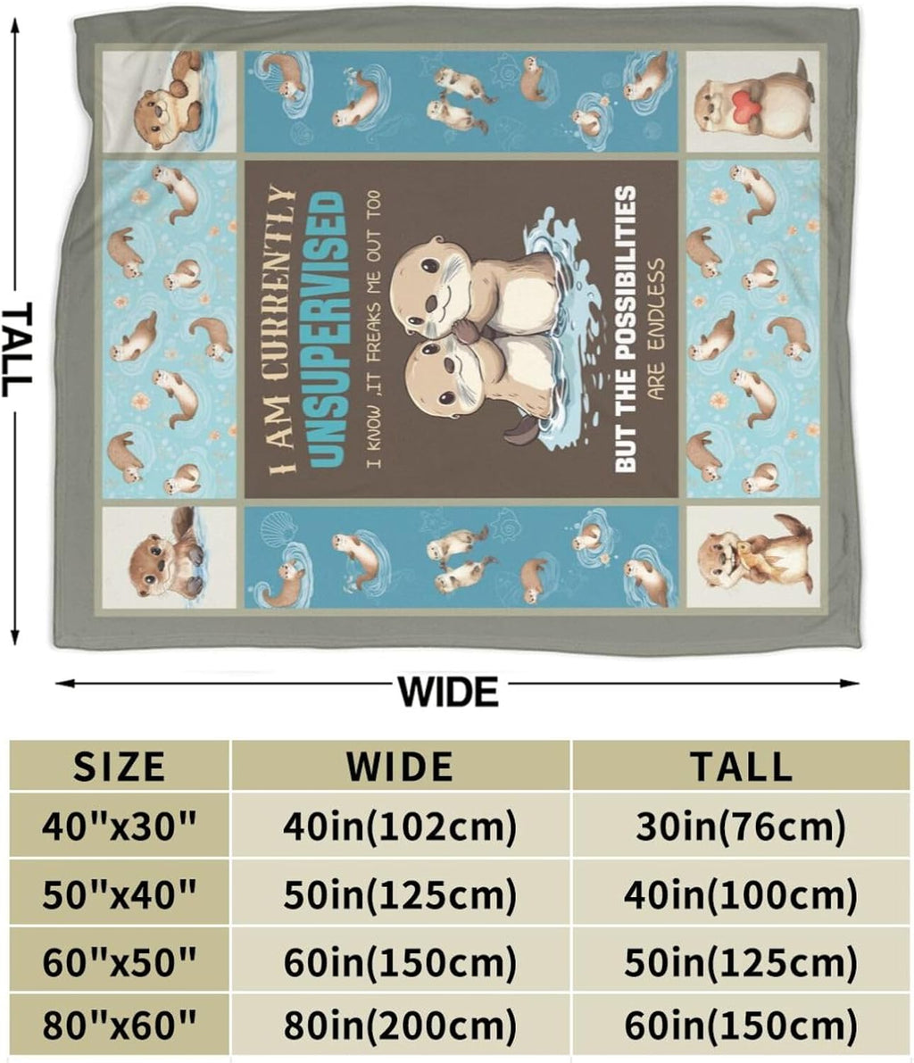 Otters Blanket Otter Throw Blanket Flannel Stuff Merch Cozy Decor Fleece Plush Fuzzy Warm Soft Lightweight Bedding Gifts for Lover Girls Women Men Boy Couch Sofa 60"X50"