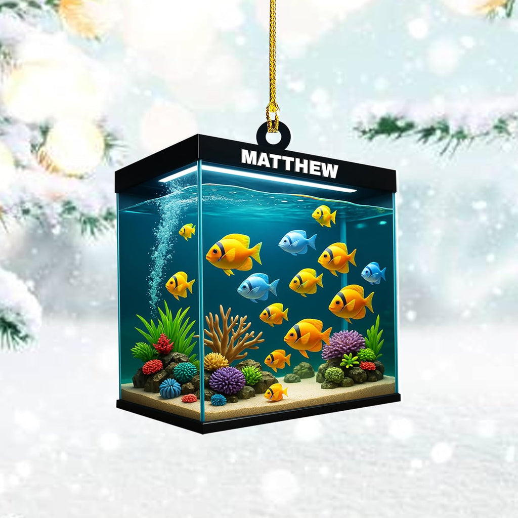 Personalized Aquarium Fish Tank Christmas Ornament 2025, Custom Name Clownfish Holiday Tree Decoration, Unique Keepsake Gift for Fish Lovers, Pet Owners, Kids, Aquarists (ON2)