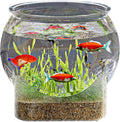 Round Plastic Fish Bowl Betta Fish Aquarium Clear Shatterproof Mini Desktop Aquarium Centerpiece for Home Decoration