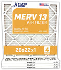 Filter King 20x22x1 Air Filter | 4-PACK | MERV 13 HVAC Pleated A/C Furnace Filters | MADE IN USA | Actual Size: 20 x 22 x .75"