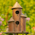 Zaer Ltd. Large Copper Colored Multi-Birdhouse Stakes, Room for 4 Bird Families in Each (Tall Triple Cylinder Homes (Copper Color))