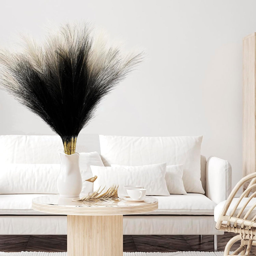 8Pcs 3FT Colorful Faux Pampas Grass for Boho Decor, KALYLOC Non-Shedding Fluffy Artificial Bulrush, Tall Reed Fluffy Stems Vase Filler Living Room Wedding Decoration