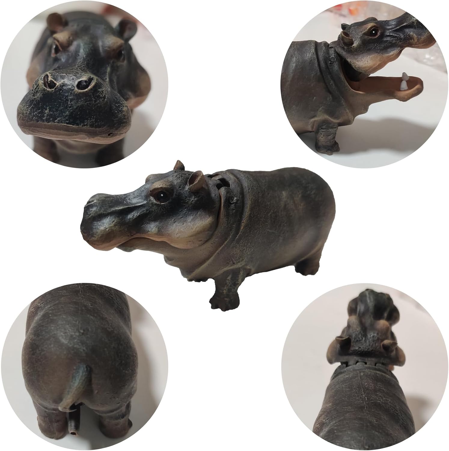 Fish Tank Bubbler Decorations Aquarium Ornament Kit with Air Stone Pump - Hippo Aquarium Decor