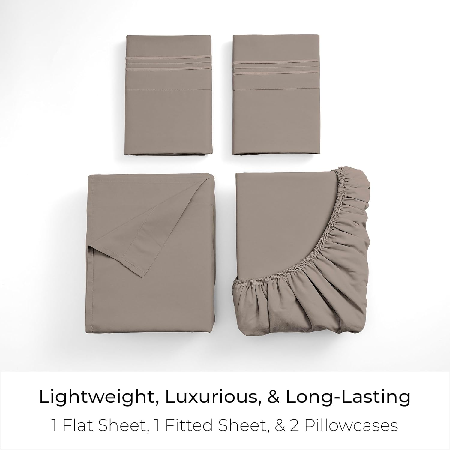 Mellanni Queen Sheets Set - 4 PC Iconic Collection Bedding - Hotel Luxury, Extra Soft, Cooling Bed Sheets - Wrinkle, Fade, Stain Resistant (Queen, Tan)