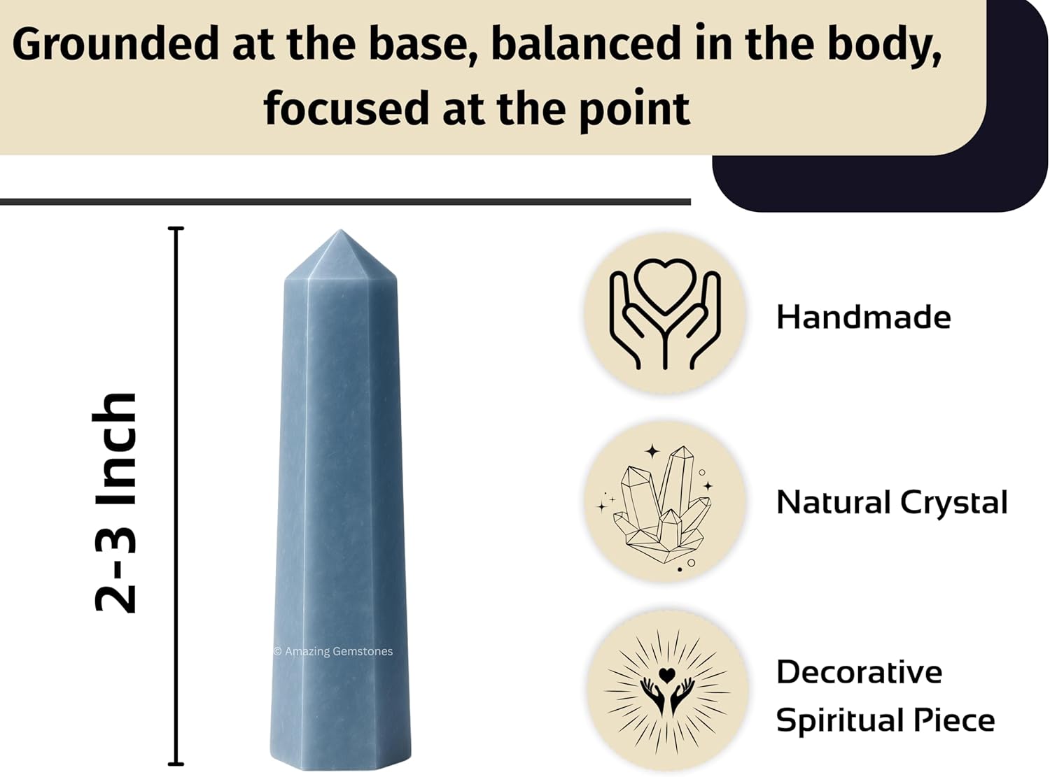 Amazing Gemstone Angelite Crystal Towers ~ Natural Healing Crystal Point Obelisk for Reiki Healing and Crystal Grid (2" to 3" Inch)
