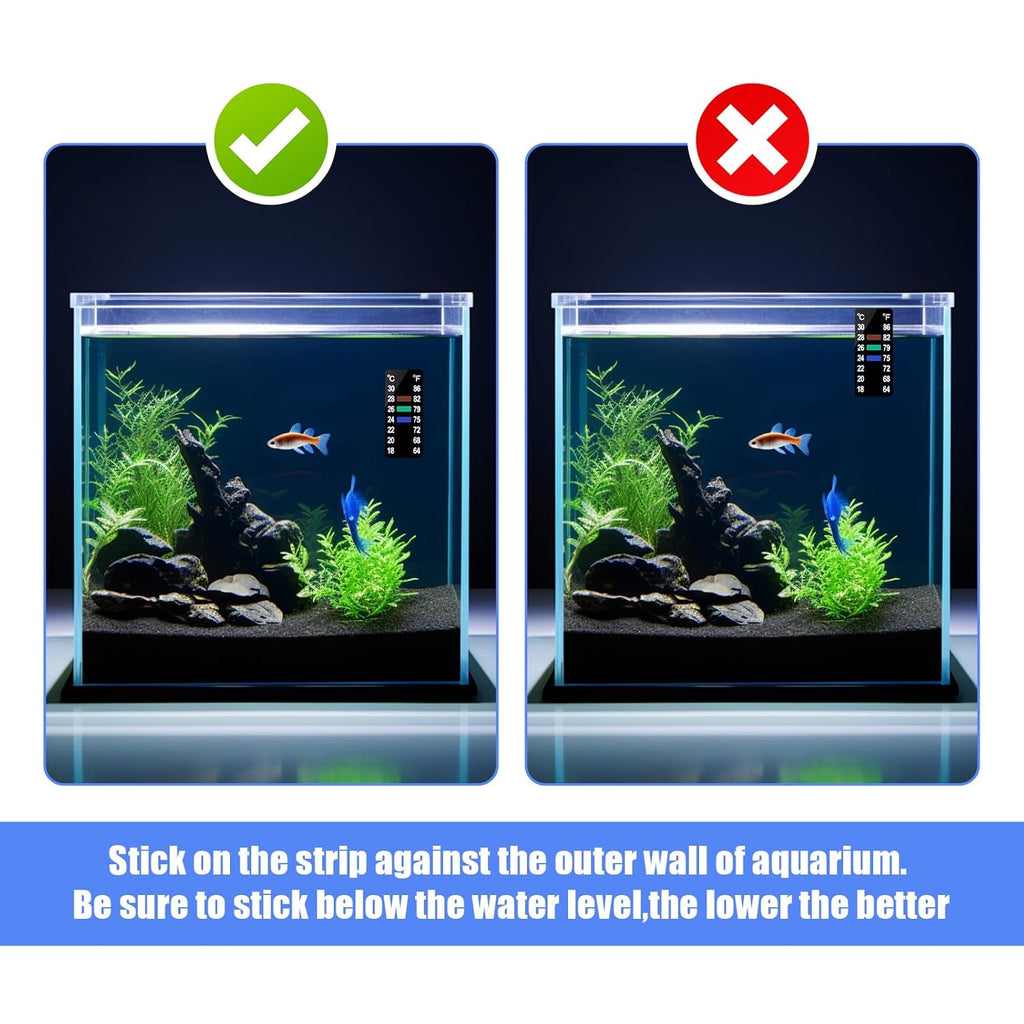 AQUANEAT 6 PCS Aquarium Thermometer Strips, Fish Tank Thermometer Sticker, Terrarium Water Temperature Test (1.58" x 0.67")