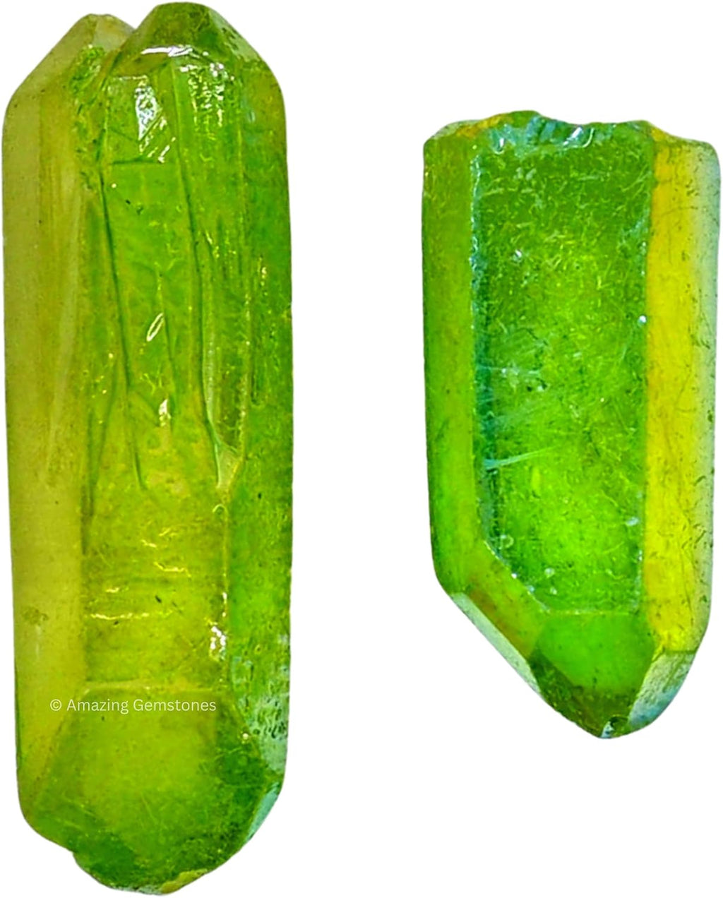 Amazing Gemstone 2 Pieces Apple Aura Quartz Raw Pencil Points Crystals and Healing Stones, Natural Rocks for Meditation and DIY Raw Point Stones and Crystals