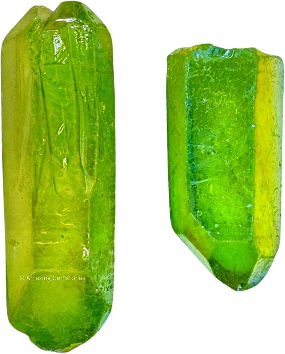 Amazing Gemstone 2 Pieces Apple Aura Quartz Raw Pencil Points Crystals and Healing Stones, Natural Rocks for Meditation and DIY Raw Point Stones and Crystals