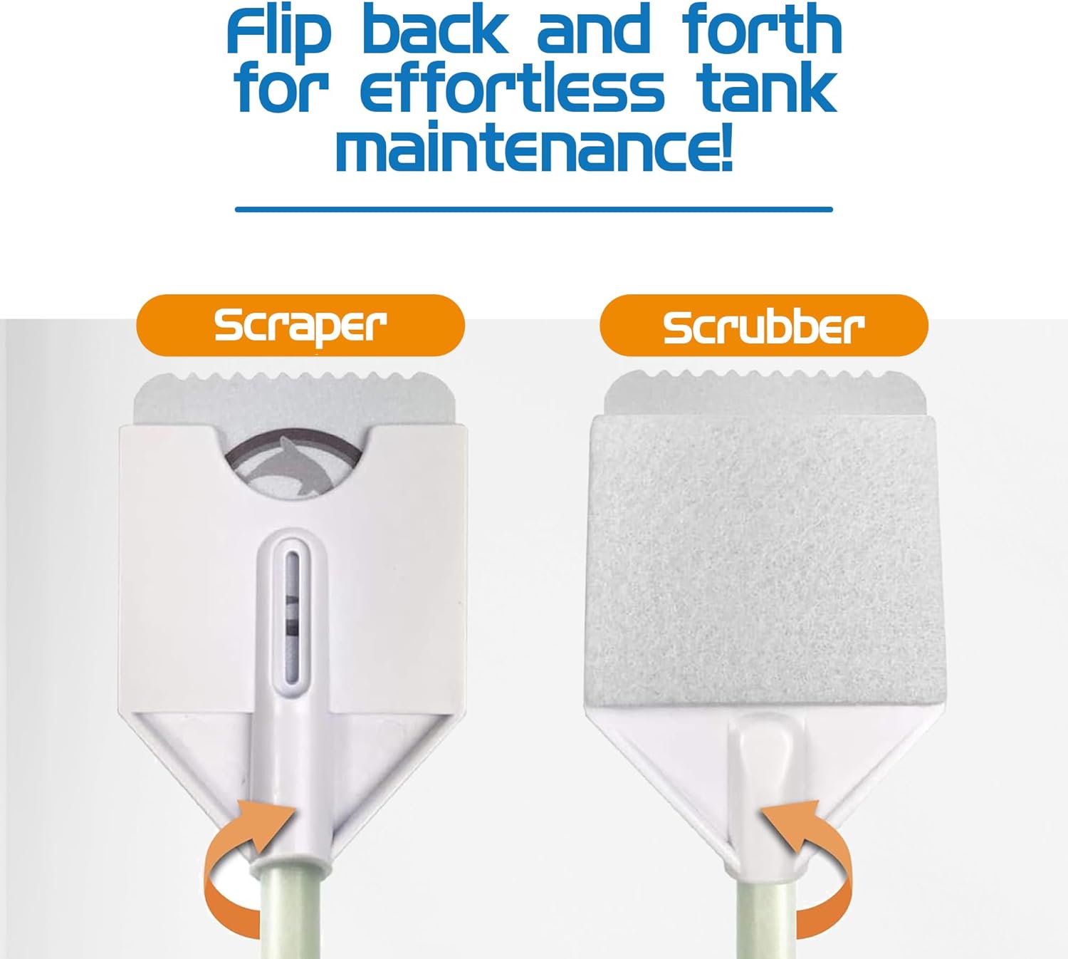 FL!PPER Flipper Platinum Aquarium Algae Scraper | Glass & Acrylic Tank Cleaner with Serrated Blade for Efficient Aquarium Maintenance (12” Nano)