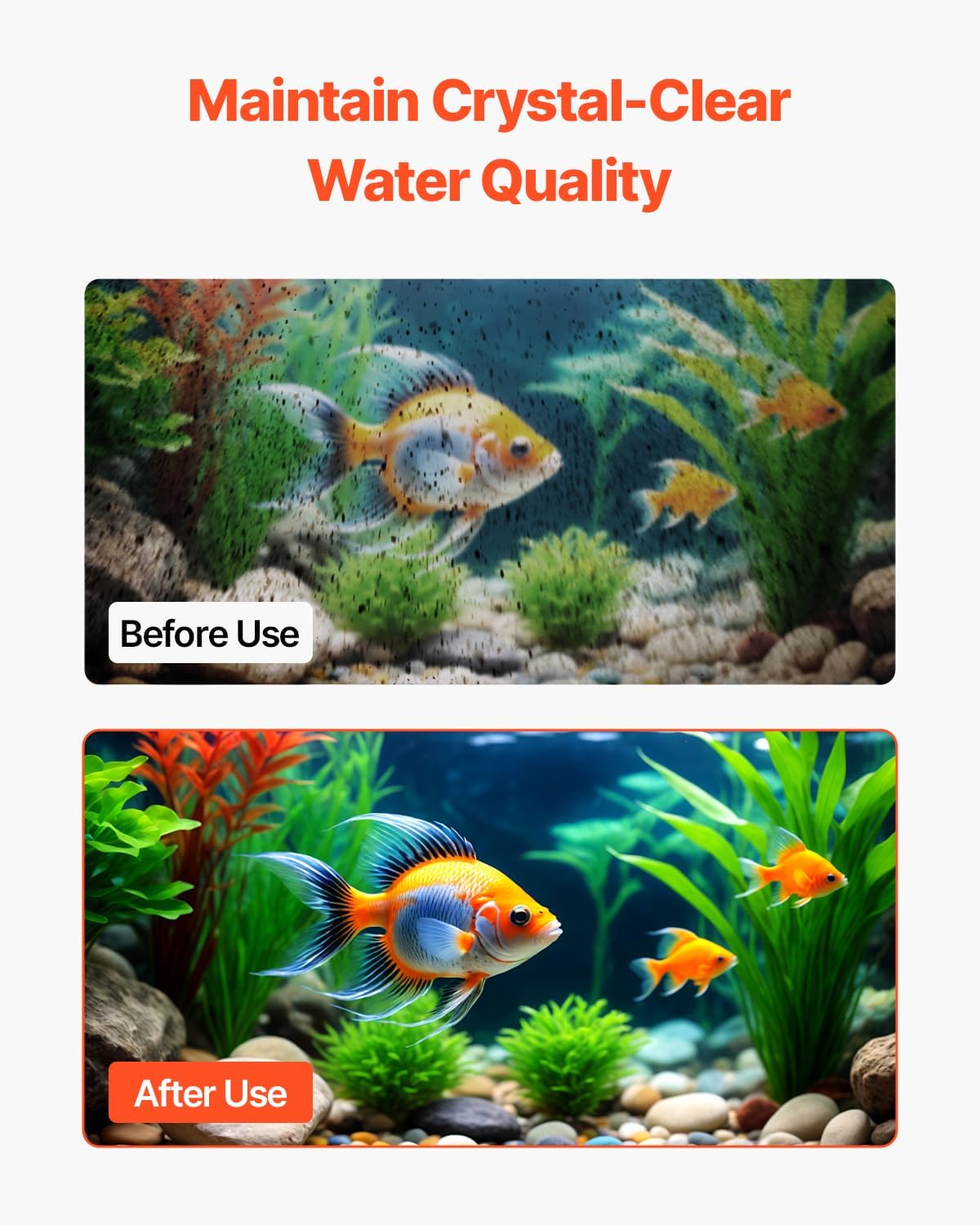 VEVOR Aquarium Filter Cotton, 8 PCS Fish Tank Replacement Filter Cartridges for 2.5/3.5 Gal, Fishbowl Accessories with Multi-Layer Filtration Easy Installation, for MN-200 and MN-280 Models