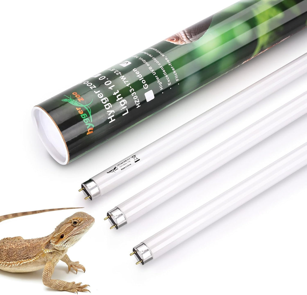 3-Pack UVB Reptile Light 10.0 Bulb 17W T8 Fluorescent Desert Lamp UVA for Bearded Dragon Tortoise Reptile & Amphibian