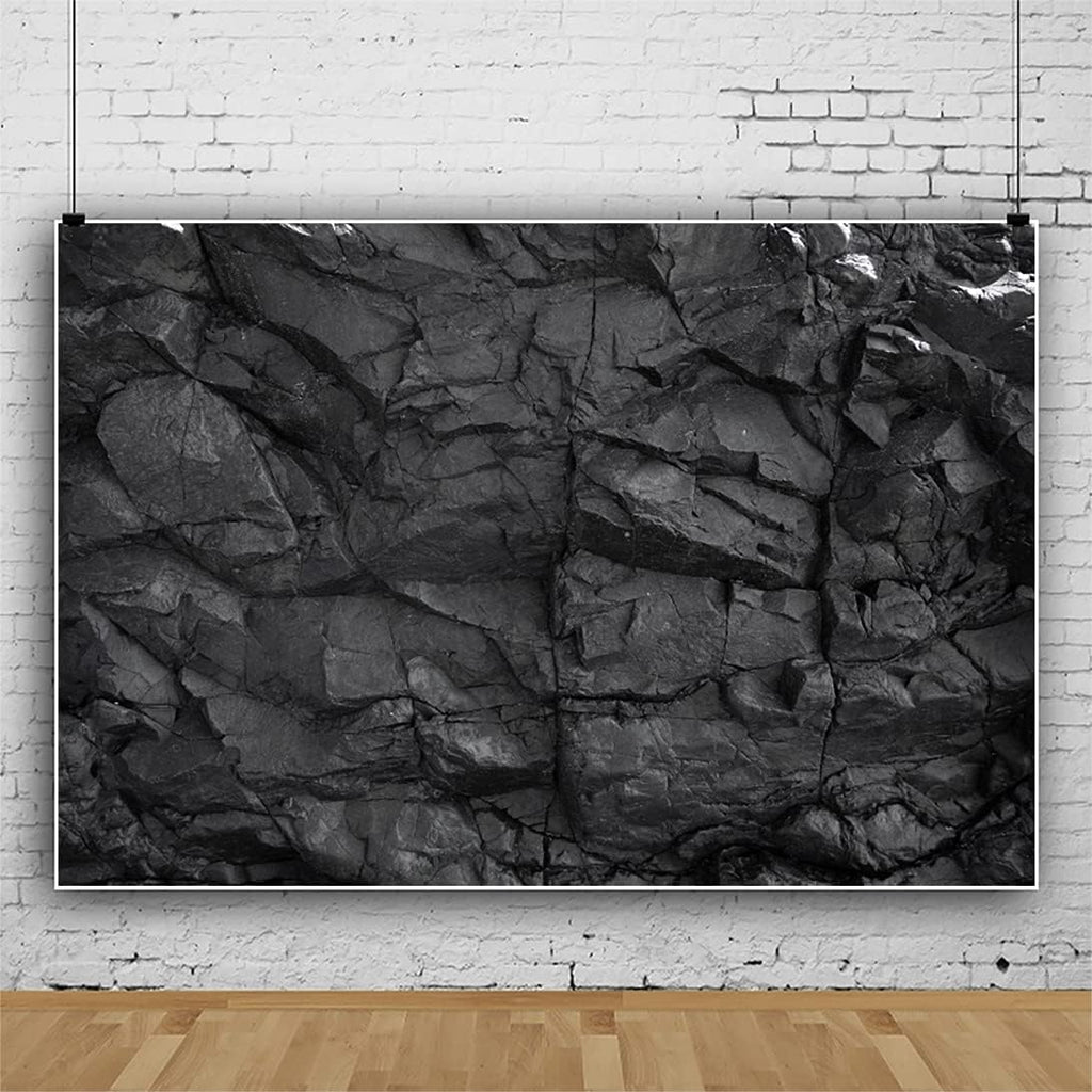 Yeele 5x3ft Black Stone Photo Backdrop Natural Black Rock Wall Aquarium Background for Vintage Stone Brick Fish Tank Decoration Backdrop for Travel Vacation Adults Portrait Studio Photo Shoot Props
