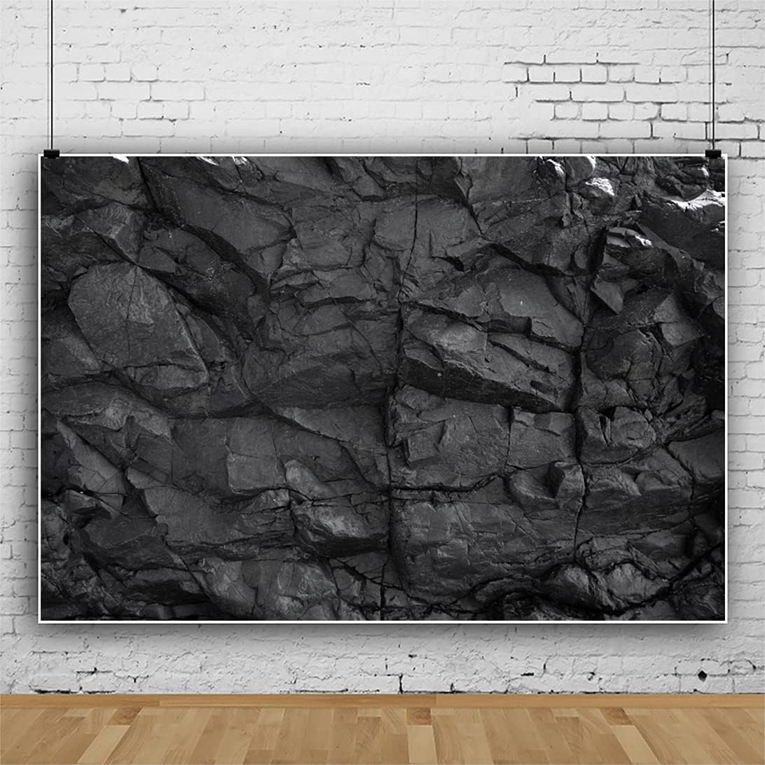 Yeele 10x6.5ft Black Stone Photo Backdrop Natural Black Rock Wall Aquarium Background for Vintage Stone Brick Fish Tank Decoration Backdrop for Travel Vacation Adults Portrait Studio Photo Shoot Props