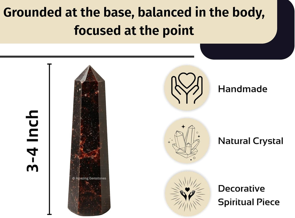 Amazing Gemstone Garnet Crystal Towers - Natural Healing Crystal Point Obelisk for Reiki Healing and Crystal Grid (3 Inch)