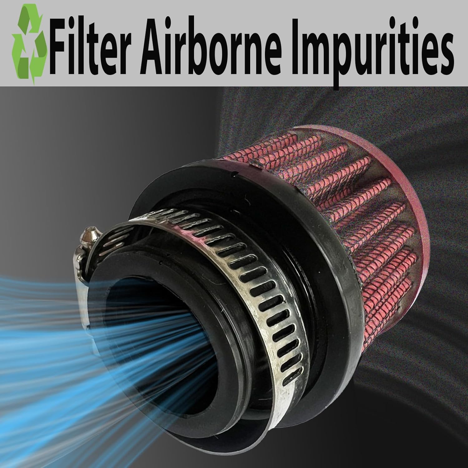 25mm Universal Air Intake Filter, 1" Intake Cold Air Filter, Auto Breathe Filter Vent Crankcase Cleaner with Adjustable Clamp-On Breather, Fits Car Motorcycle (Red)