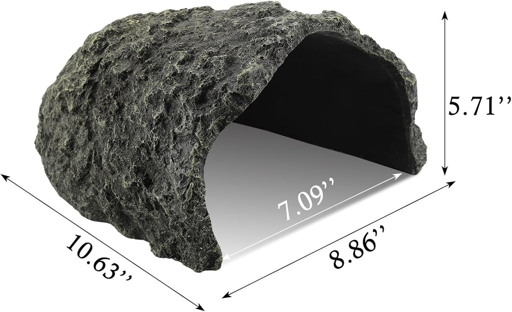 IBWell 9.1 Inch Reptile Hides Resin Tortoise Hideout for Hiding and Basking Aquarium Rock Caves for Snake Bearded Dragon Fish Lizard