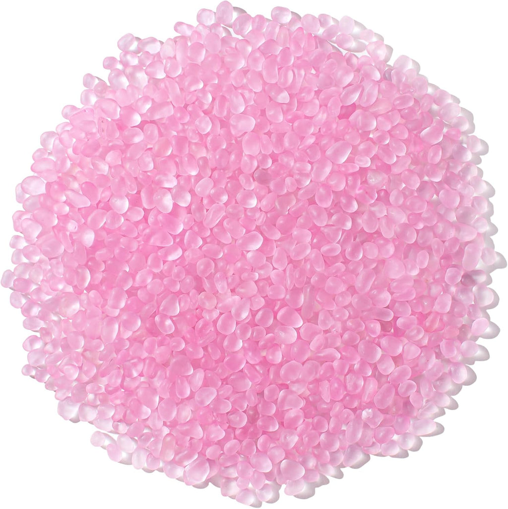 Keedolla Sea Glass Stones Frosted Glass Pebbles Gemstones for Aquarium Rocks, Fish Tank Gravel, Vase Fillers, DIY Crafts - Fluorescent Pink(230g/8oz)