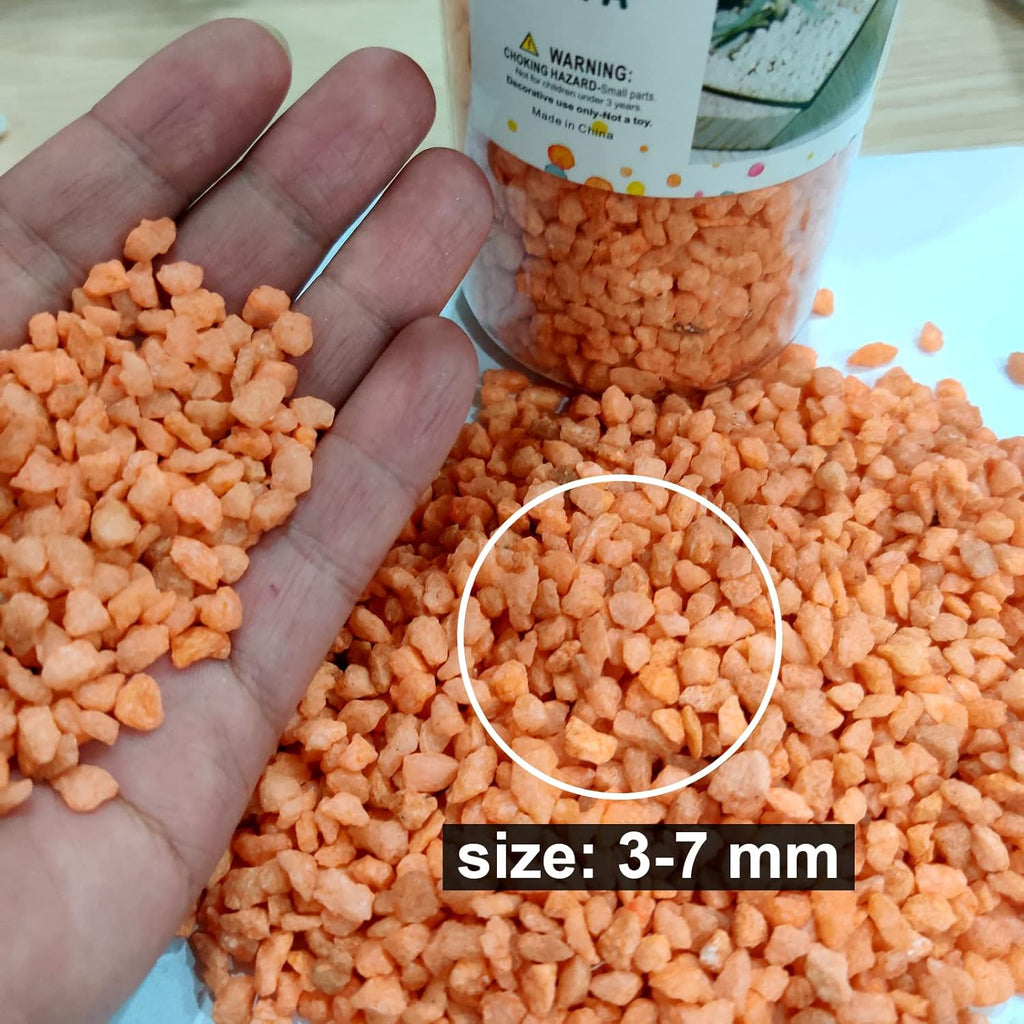 HappyFiller Fall Decoration 14 OZ Orange 2-5mm Gravels Decorative Succulent Soil Cover Small Stones Topper Dressing,Bonsai Fairy Garden,Harvest Autumn Decor Pebbles