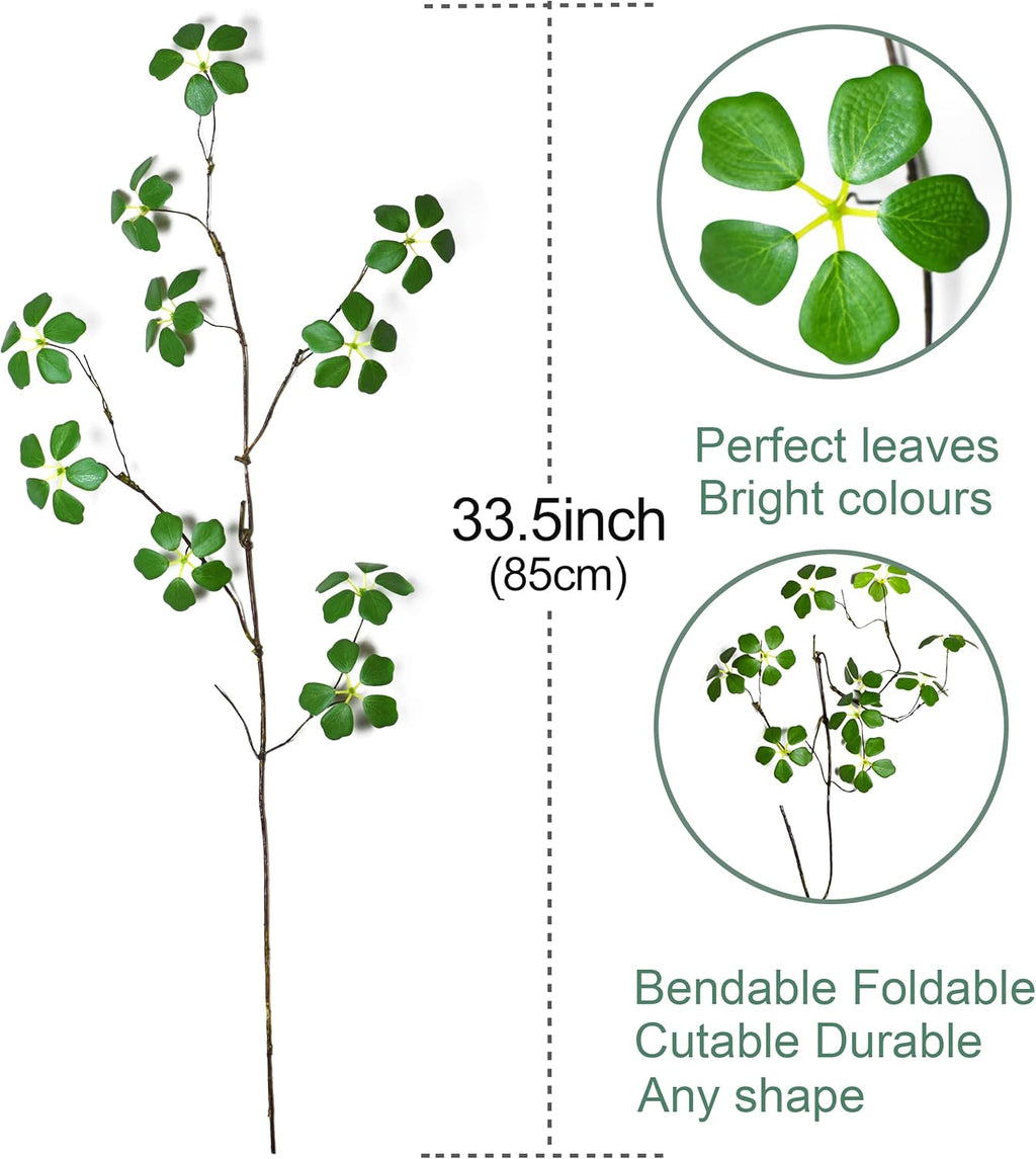4PCS Faux Eucalyptus Stems with Leaf, 33.5" Fake Greenery Stems Artificial Plants Stems for Vase Filler Decoration, Faux Bendable Branches for Centerpieces Decor