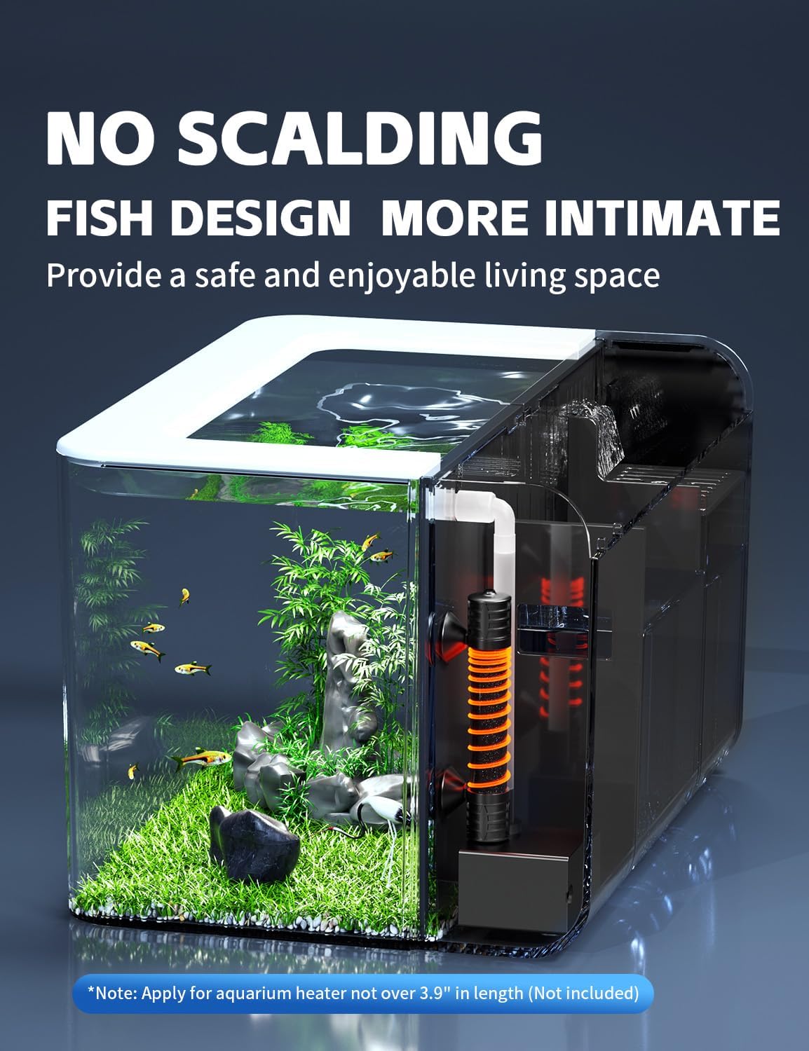 2.5 Gallon Fish Tank Small Aquarium Starter Kit with Hidden Filtration, 3 Color Light, Self Cleaning Nano Tank for Betta, Shrimp, Guppy, Angelfish