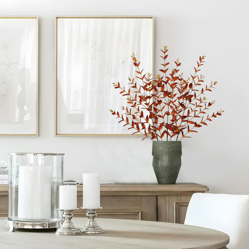 Briful 3PCS Artificial Fall Stems – 36.2" Long Stem Orange Leaf Branches, Autumn Foliage Branch for Fall Vase Filler, Thanksgiving Centerpiece, Harvest & Farmhouse Decoration