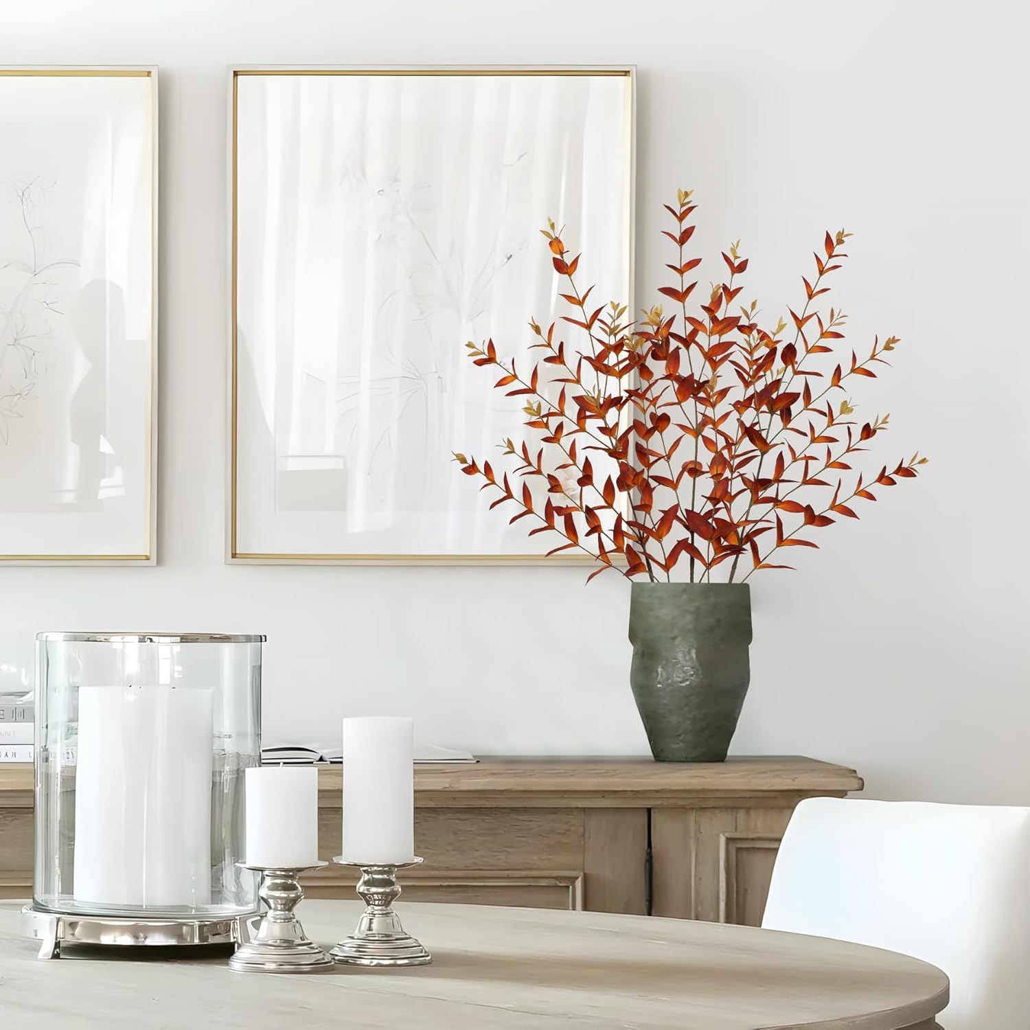 Briful 3PCS Artificial Fall Stems – 36.2" Long Stem Orange Leaf Branches, Autumn Foliage Branch for Fall Vase Filler, Thanksgiving Centerpiece, Harvest & Farmhouse Decoration