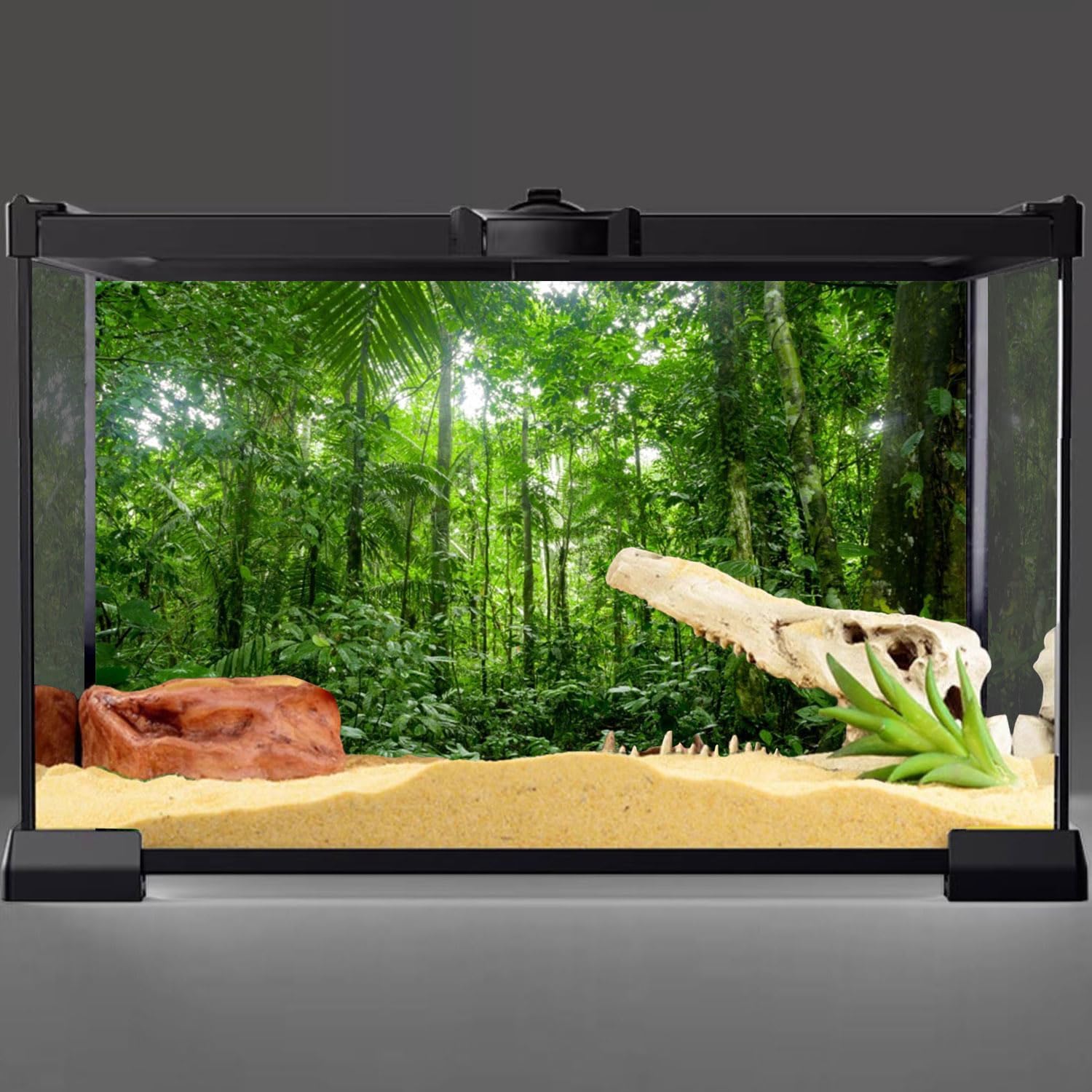 AWERT 30x18 inches Terrarium Background Tropical Aquarium Background Green Huge Tree Rainforest Reptile Habitat Background